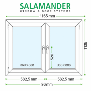 Okno PCV R + RU trzyszybowe 1165 x 1135 mm                Salamander BluEvolution 82
