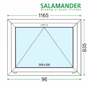 Okno PCV Uchylne Trzyszybowe 1165 x 835 mm Salamander BluEvolution 82