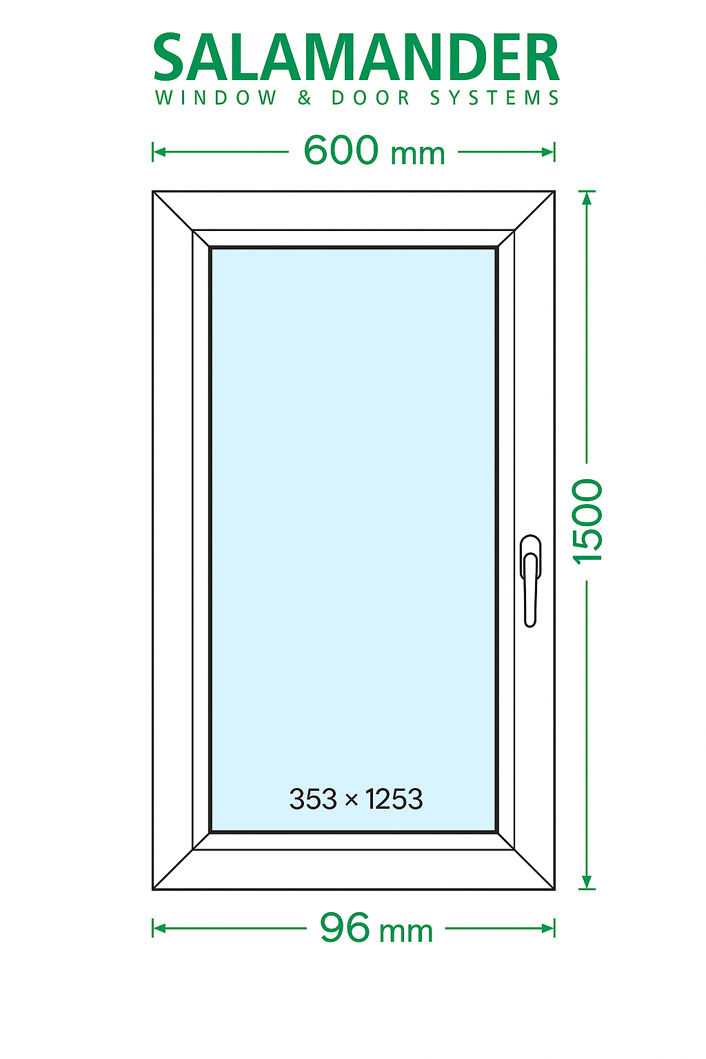 Okno PCV Rozwierne Trzyszybowe 600 x 1500 mm Salamander BluEvolution 82