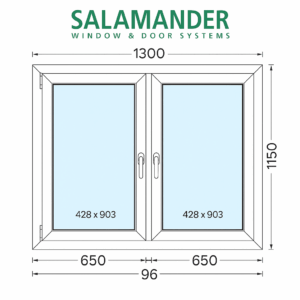 Okno PCV rozwierno-uchylne trzyszybowe 1300 x 1150 mm Salamander BluEvolution 82