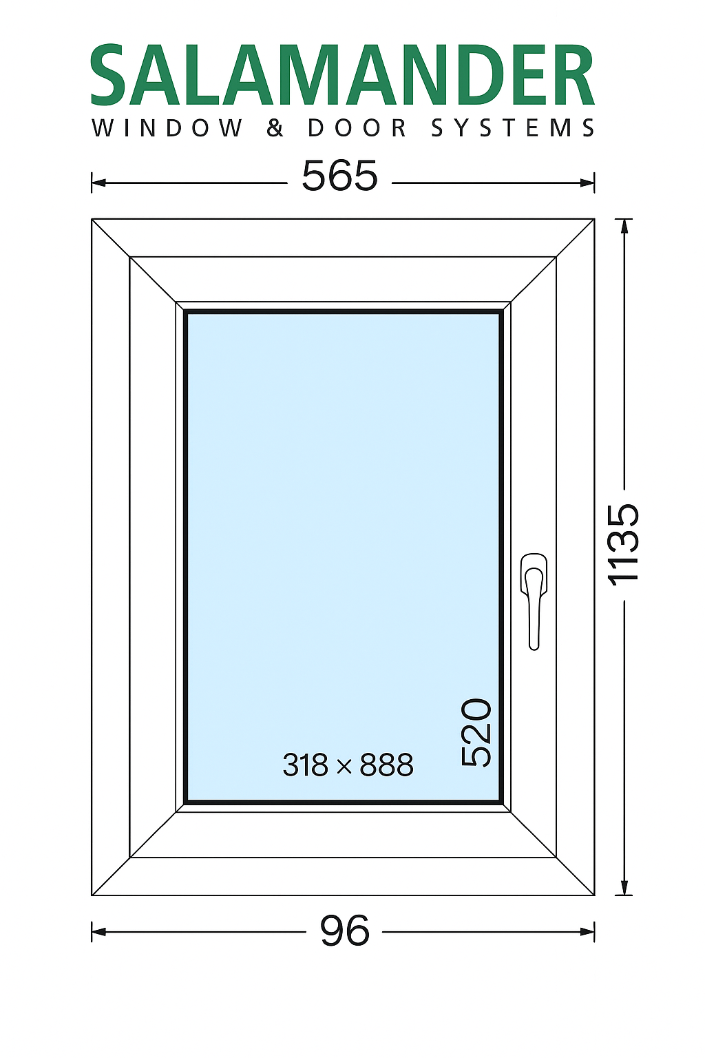 Okno PCV Rozwierno-Uchylne Trzyszybowe 565 x 1135 mm Salamander BluEvolution 82