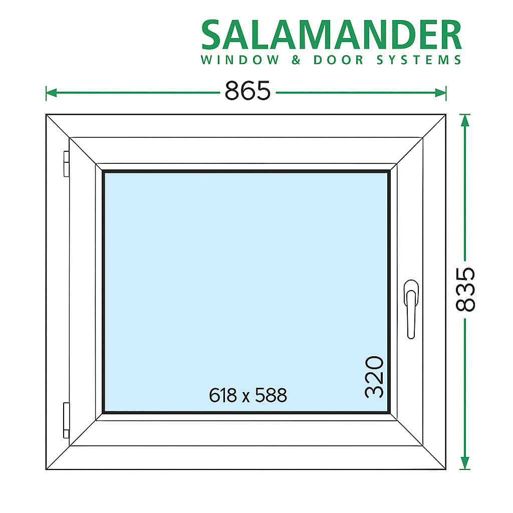 Okno PCV Rozwierno-Uchylne Trzyszybowe 865 x 835 mm Salamander BluEvolution 82