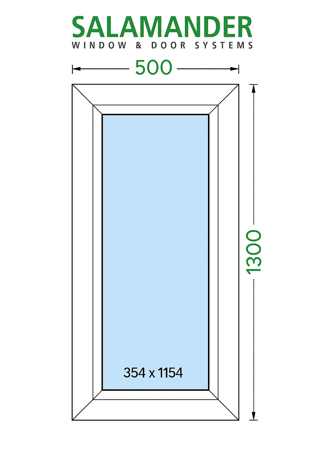 Okno PCV Stałe Fix Trzyszybowe 500 x 1300 mm Salamander BluEvolution 82