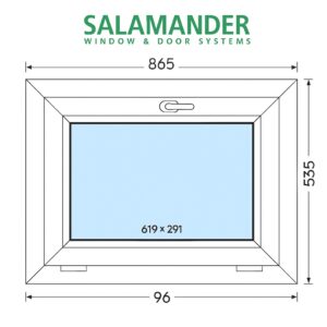 Okno PCV Uchylne Trzyszybowe 865 x 535 mm Salamander BluEvolution 82