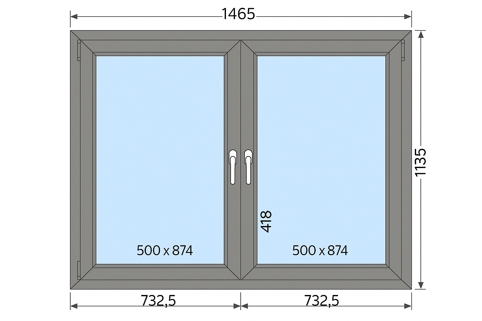 Okno aluminiowe 1465 x 1135 mm