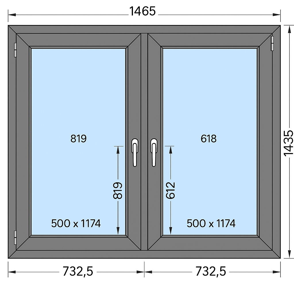 Okno aluminiowe 1465 x 1435 mm