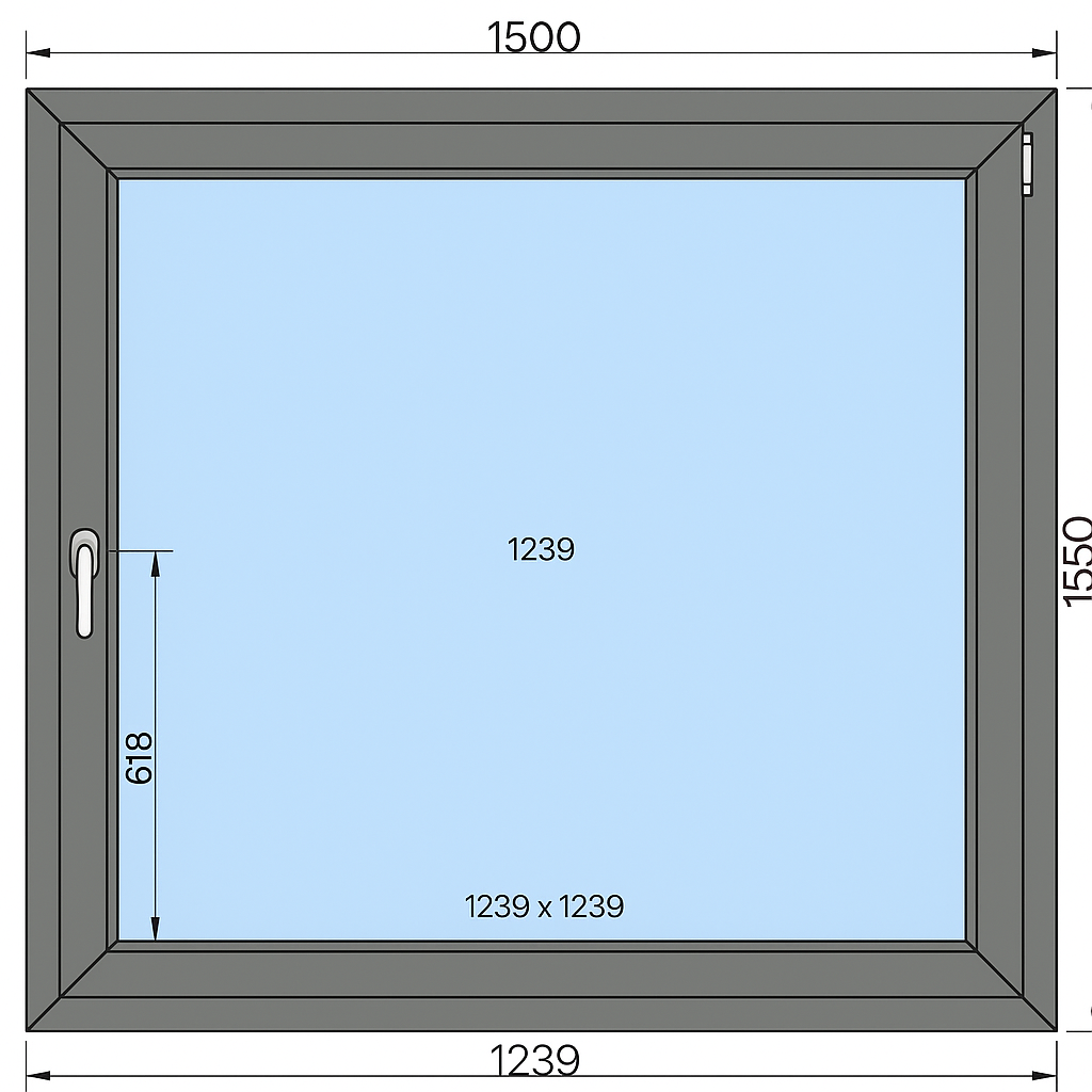 Okno aluminiowe 1500 x 1500 mm