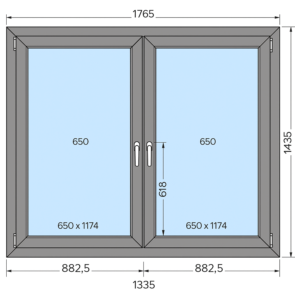 Okno aluminiowe 1765 x 1435 mm