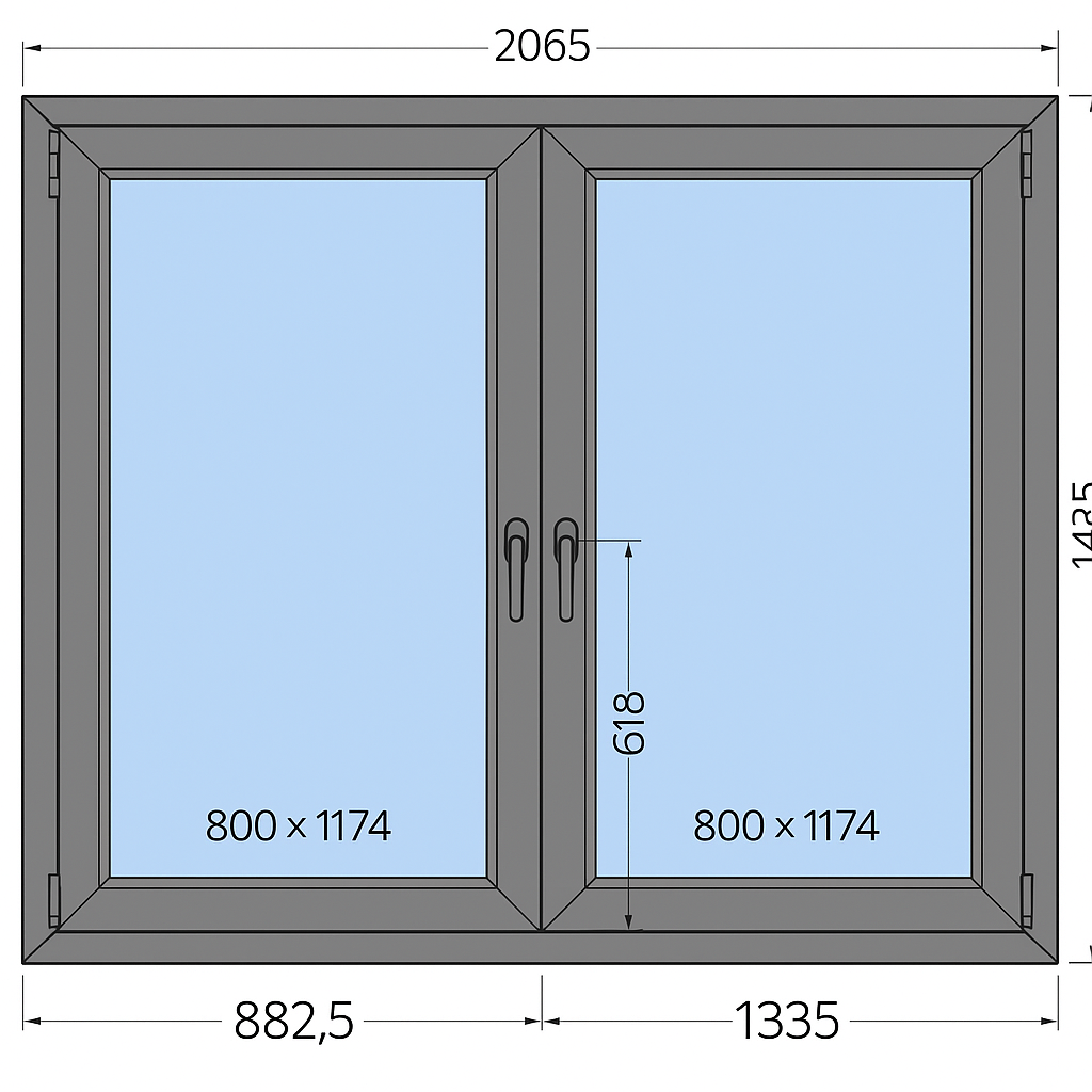 Okno aluminiowe 2065 x 1435 mm