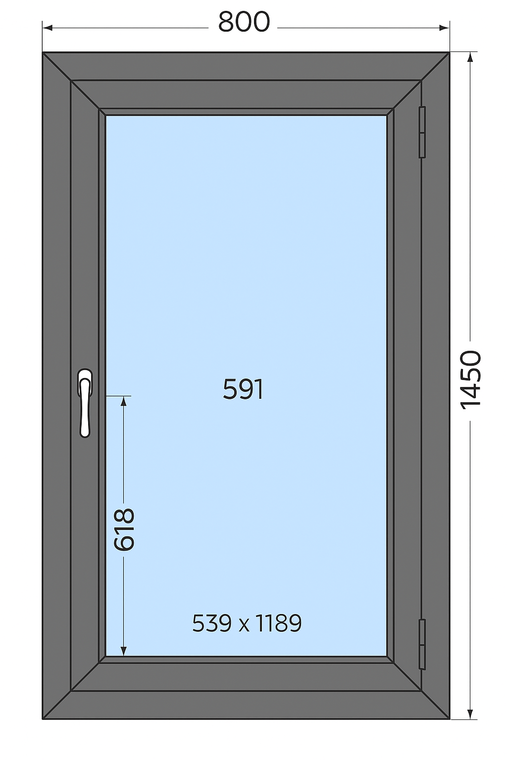 Okno aluminiowe 800 x 1450 mm