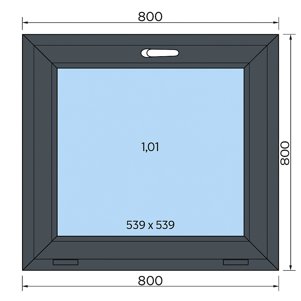 Okno aluminiowe 800 x 800 mm