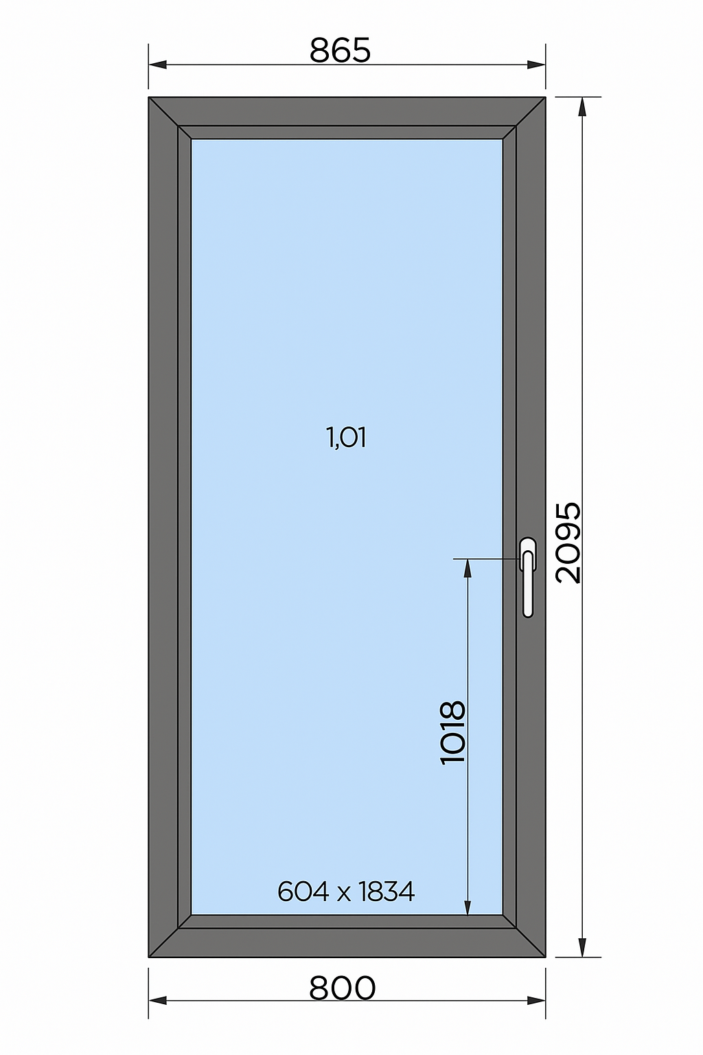 Okno Balkonowe aluminiowe 865 x 2095 mm
