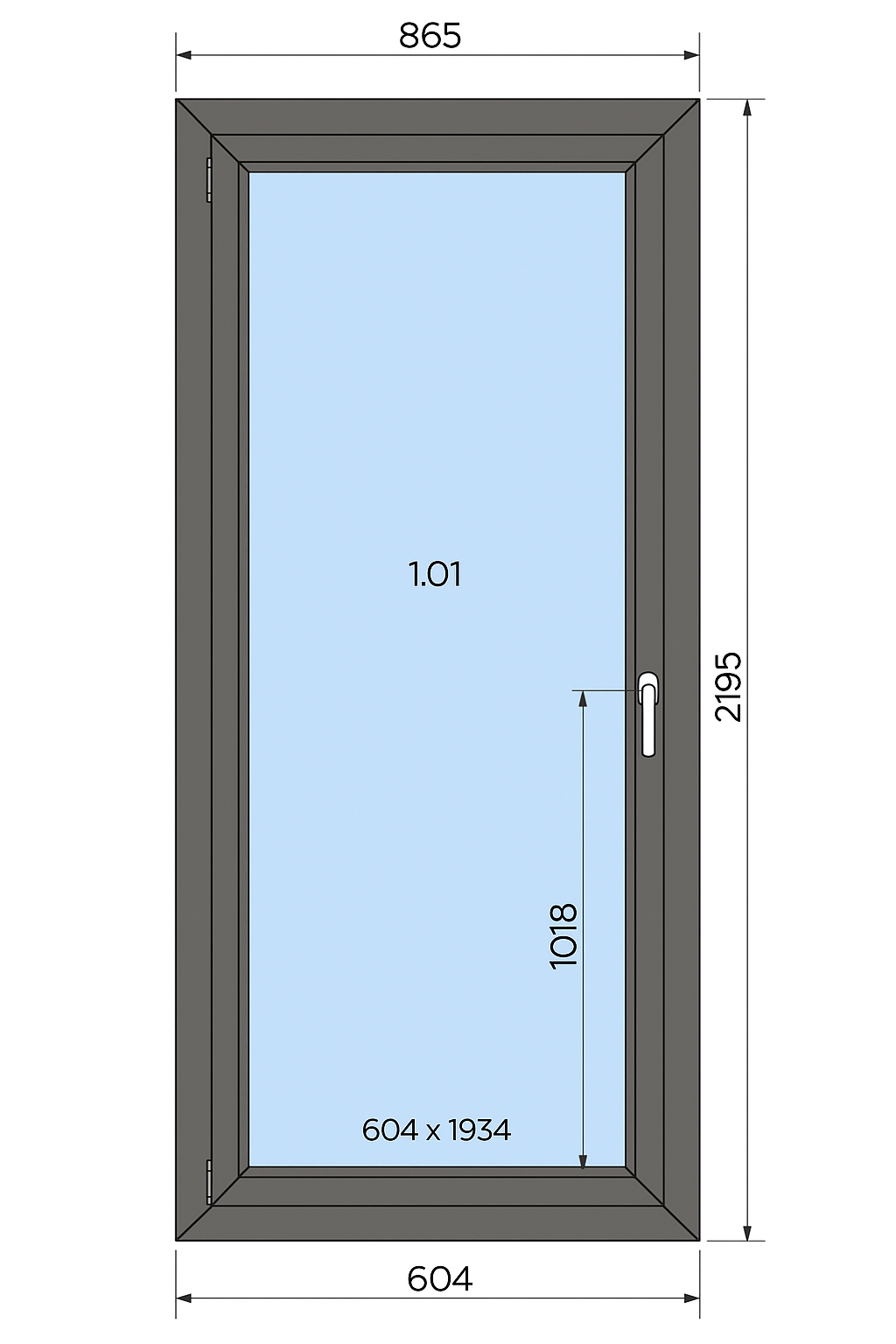 Okno Balkonowe aluminiowe 865 x 2195 mm