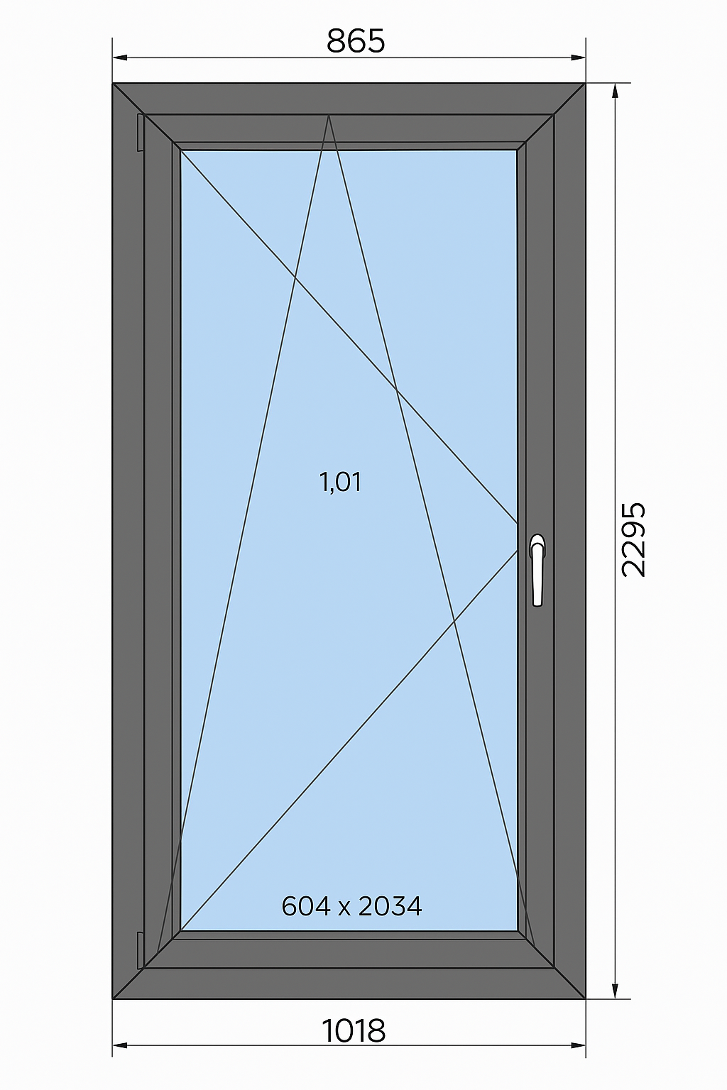 Okno Balkonowe aluminiowe 865 x 2295 mm