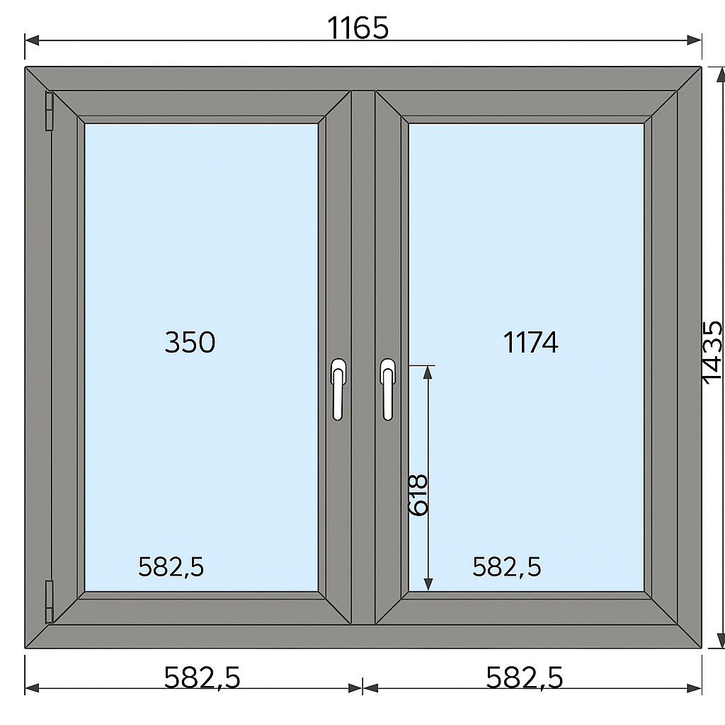 Okno aluminiowe 1165 x 1435 mm