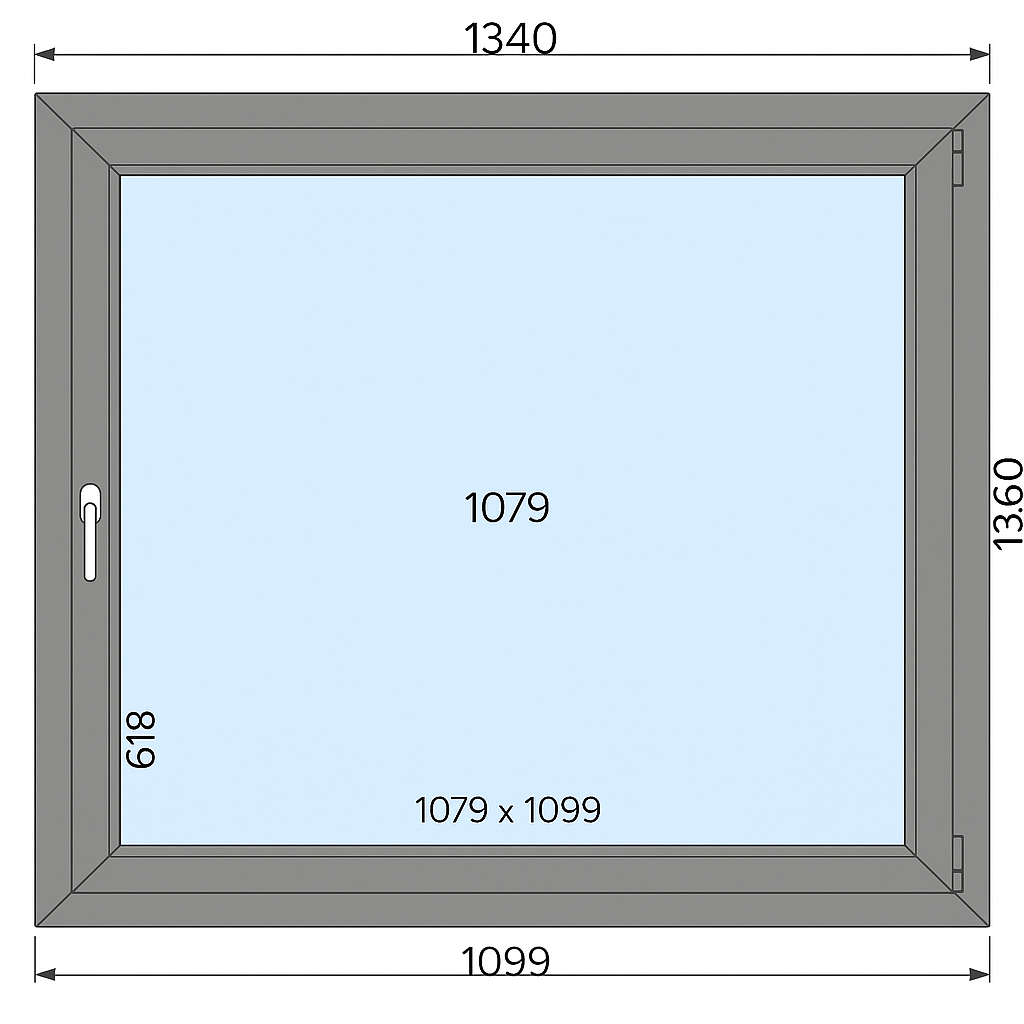 Okno aluminiowe 1340 x 1360 mm