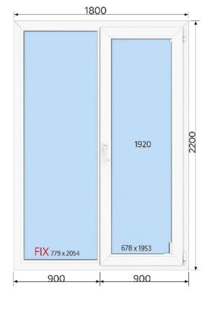 Drzwi balkonowe rozwierno-uchylne PCV 1800x2200 mm