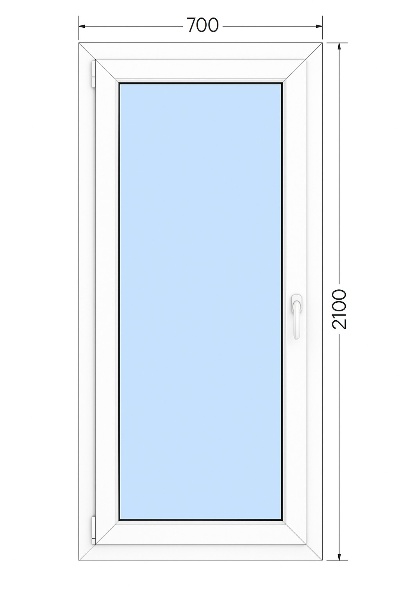 Drzwi balkonowe rozwierno-uchylne jednoskrzydłowe PCV 700x2100 mm