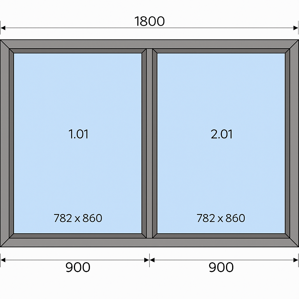 Okno aluminiowe Fix 1800 x 1000 mm