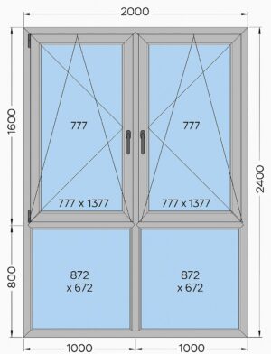 Okno Aluminiowe Aluprof MB-104 PASSIVE 2000 x 2400 mm