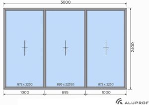 Okno Aluminiowe Aluprof MB-104 PASSIVE 3000 x 2400 mm