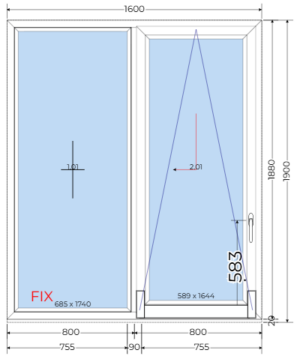 Drzwi przesuwne PSK - 1600 x 1900 mm